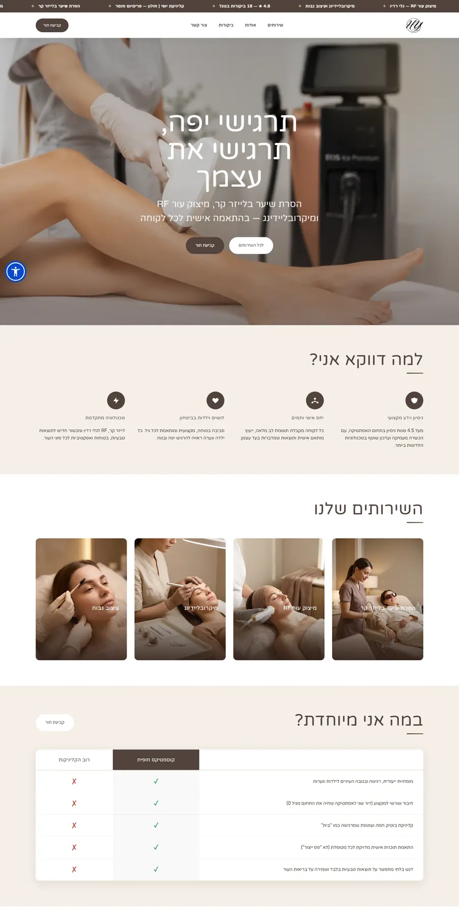 צילום מסך של דף הבית באתר קוסמטיקס חופית